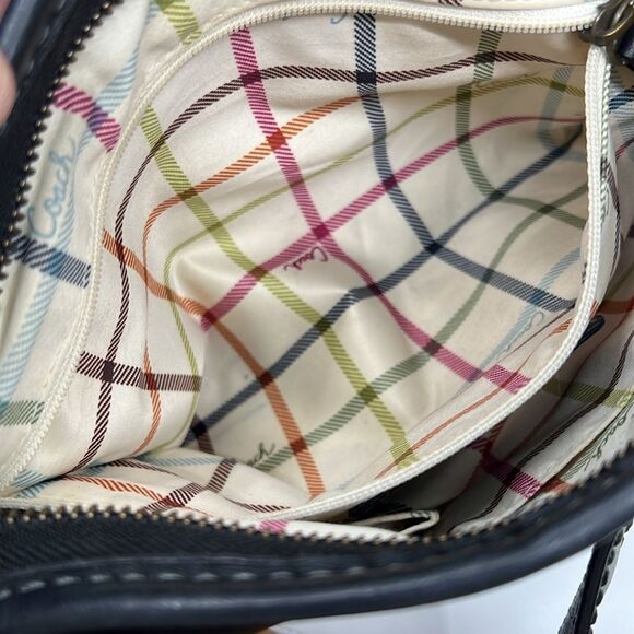 Coach Bleecker Hobo 11416 Black Glove-Tanned Leather Shoulder Bag Y2K Tattersall - Picture 13 of 17